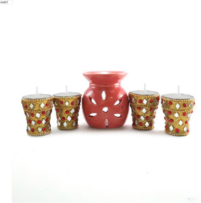 

LOF Aroma Defuzer set along with set of 4 Designer Decorative Long T-Light Candle Set Candle(Multicolor, Pack of 1)