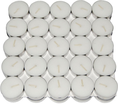 

Pearl Tea Light Candle Wax (White,Approx-4 Hours Burn Time) Candle(White, Silver, Pack of 50), Silver;white