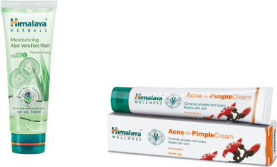 

Himalaya Moisturizing Aloe Vera Face Wash, Acne n Pimple Cream(Set of 2)