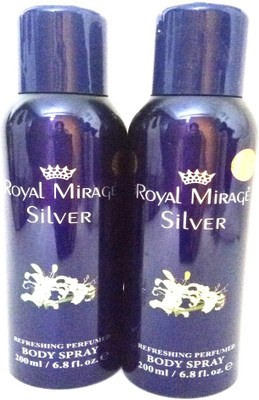 Royal Mirage Silver Body Spray - For Men & Women(400 ml, Pack of 2) Flipkart