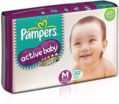 

Pampers Pampers Active Baby Daipers Medium Size - 62 Pieces - M(62 Pieces)