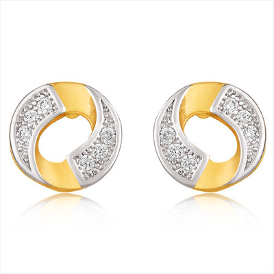 OVIYA Oviya Gold Plated Gold Whirl Stud Earrings Cubic Zirconia Alloy, Brass Hoop Earring