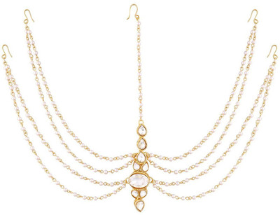 

Sanjog Embellished Pearl & Stone Mathapatti Maang Tika For Women & Girls Hair Chain(Gold)
