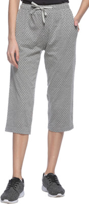 69GAL Capri For Girls Casual Printed Cotton Blend(Grey Pack of 1)