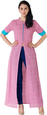 Vasudha Festive & Party Solid Women Kurti(Pink) Vasudha Festive & Party Solid Women Kurti(Pink)