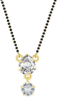 Bandish Gold toned Almond shaped American Diamond Stud Mangalsutra with Chain Alloy Mangalsutra