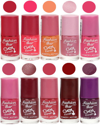 

Fashion Bar Velvet Gel Finish Nail Polish Red, Pink, Purple, Brown, Purple(Pack of 10)
