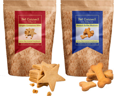 

Pet Connect Hand-Baked Gluten Free Dog Biscuits-Peanut Butter+Ginger-Cinnamon (Pack Of Two) Peanut Butter Dog Treat(500 g, Pack of 2)