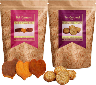 

Pet Connect Hand-Baked Gluten Free Dog Biscuits-Peanut Butter-Carob+Honey-Oats (Pack Of Two) Peanut Butter, Chocolate, Oats Dog Treat(500 g, Pack of 2)