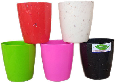 

Minerva Naturals Imitation colorful small decor plastic planters(set of 5 ) Multi color Plant Container Set(Pack of 5, Plastic)