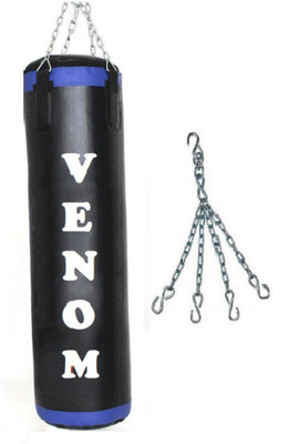 

Venom 4.5 Feet Long, P.U Material, BLACK and BLUE Color, Unfilled with Chain Hanging Bag(4.5, 54 kg)