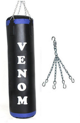 

Venom 6.0 Feet Long, P.U Material, BLACK and BLUE Color, Unfilled with Chain Hanging Bag(6.0, 72 kg)