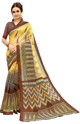 Fabland Printed Bhagalpuri Silk Blend, Art Silk Saree(Multicolor) Fabland Printed Bhagalpuri Silk Blend, Art Silk Saree(Multicolor)