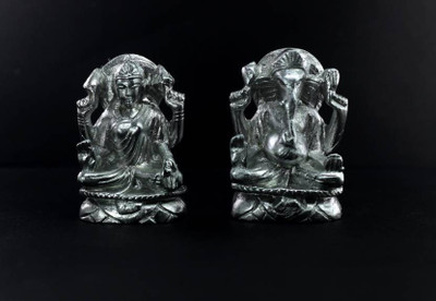 

shivohm Diwali Puja Laxmi Ganesh Decorative Showpiece - 5 cm(Mercury, White, Black)
