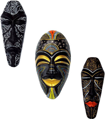 

Rasoh village hand artz decorative terracotta budo african jumbo combo wall hanging masks Decorative Showpiece - 40 cm(Terracotta, Multicolor)