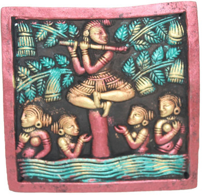 

Sarvsiddhi Terracotta Antique Finish Decorative Wall Hanging Decorative Showpiece - 15 cm(Terracotta, Multicolor)
