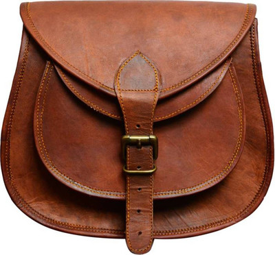 

CraftShades Girls Casual Brown Genuine Leather Sling Bag