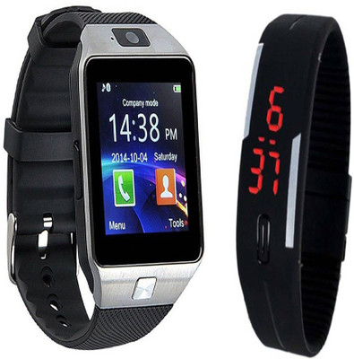 

Via Flowers Llp DZ09 Silver BT- S-watch + LED Band For galaxy j2 2016 Smartwatch(Silver Strap M)