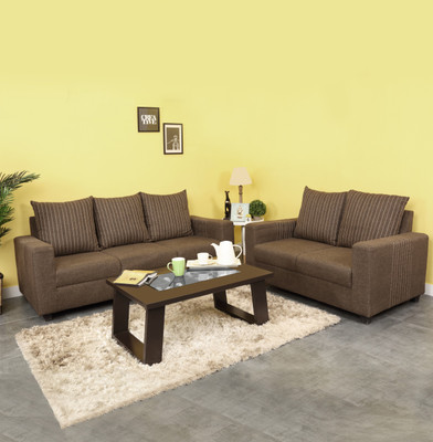 

Furnicity Fabric 3 + 2 Brown Sofa Set