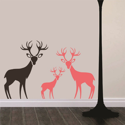 Asmi Collections 120 cm Beautiful Stags Deer Family Removable Sticker(Pack of 1)