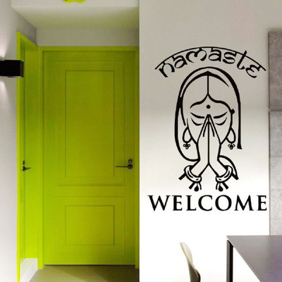 Asmi Collections 100 cm Namaste and Welcome Removable Sticker(Pack of 1)