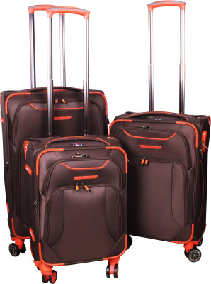 

Ventex Germany Set of 3 Pcs. 4 Wheel Trolley (17"+20"+") Expandable Check-in Luggage -  inch(Brown