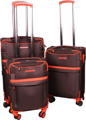 

Ventex Germany Set of 3 Pcs. 4 Wheel Trolley (17"+20"+") Expandable Check-in Luggage -  inch(Brown
