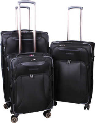 

Ventex Germany Set of 3 Pcs. 4 Wheel Trolley (20"+"+28") Expandable Check-in Luggage -  inch(Black