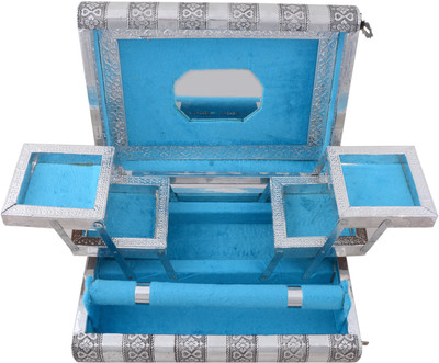

Merarki Special Gift Silver Colour Jewellery Accessories / Vanity box Specially For Girls and Women Makeup, jewelry Vanity Box(Silver)