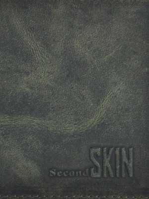 

Second Skin Men Green Genuine Leather Wallet(10 Card Slots)