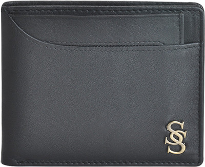 Second Skin Men Black Genuine Leather Wallet(10 Card Slots)