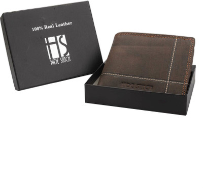 

Hidestitch Men Brown Genuine Leather Wallet(6 Card Slots), Brown-05