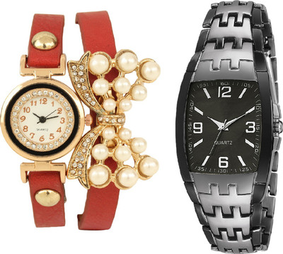 View COSMIC silver grey two tone collection men watch with butterfly pendent ladies bracelet PARTY WEAR Analog Watch  - For Couple Wrist Watches Price Online(COSMIC)
