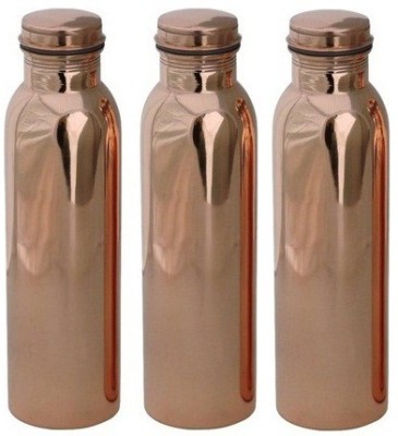 F & S Creation Set of 3 Joint less copper water Bottle 1000 ml Bottle(Pack of 3, Brown, Copper)