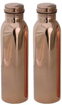 F & S Creation set of 2 Joint less Copper Bottle 1000 ml Bottle(Pack of 2, Brown, Copper)