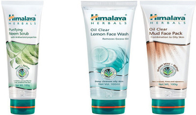 

Himalaya Purifying Neem Scrub, Oil Clear Lemon Face Wash, Oil Clear Mud Face Pack(Set of 3)