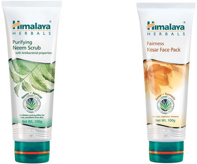 

Himalaya Purifying Neem Scrub, Fairness Kesar Face Wash(Set of 2)