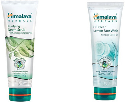 

Himalaya Purifying Neem Scrub, Oil Clear Lemon Face Wash(Set of 2)