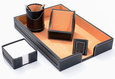 

Leathers18 5 Compartments Leatherette Table Set(Brown)