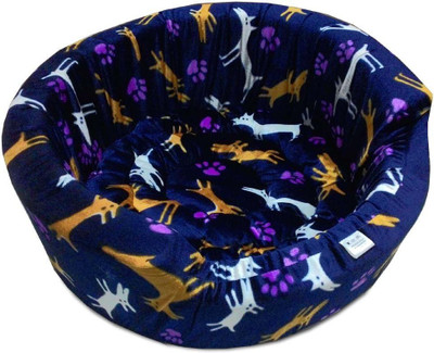 

pawsitively Paw & Dog Print Foam Basket Large (Blue) Fully Washable Dog Bed Dog, Cat, Rabbit Den