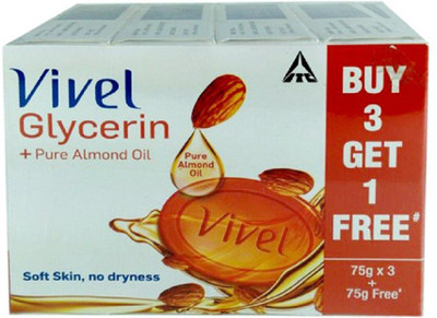 

vivel Glycerin + Pure Almond Oil Soap(300 g, Pack of 4)