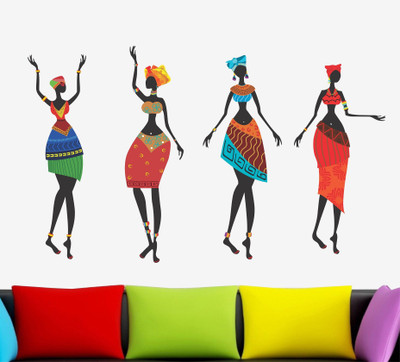 

Asmi Collections  Colorful Dancing African Women Sticker(Pack of 1, Multicolor