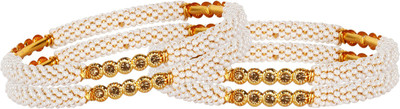 Jewels Gold Alloy Cubic Zirconia Brass Bangle Set(Pack of 4)
