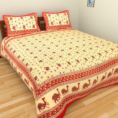 UNIQCHOICE 144 TC Cotton Double Printed Flat Bedsheet(Pack of 1, Multicolor)