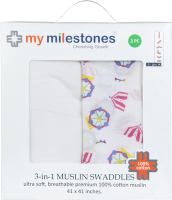 

My Milestones Printed  Swadding Baby Blanket(Cotton, Pink