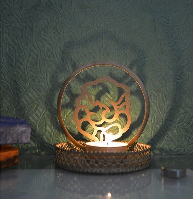 

eCraftIndia Lord Buddha Tea Light Holder Wooden Tealight Holder(Gold, Pack of 1)
