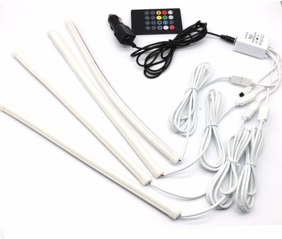 

Mockhe Multi-Color 8 Color Music LED Car Interior Underdashboard Lighting Kit Sound Activated IR Remote Control Atmosphere Lamp with Car Charger Car Fancy Lights(Multicolor)