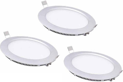 

XHAIDEN 12W Round LED Panel Light Pack of 3-White color Recessed Ceiling Lamp