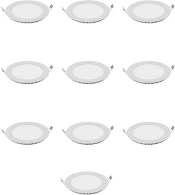 

XHAIDEN 6W Round LED Panel Light Pack of 10-White color Recessed Ceiling Lamp