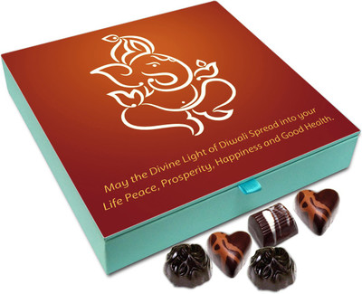 

Chocholik Diwali Gift - May The Divine Light Of Deepawali Spread Peace Chocolate Box - 9pc Truffles(108 g)